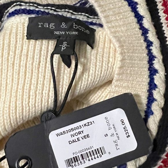 NWT $325 rag & bone | Dale Vee | Academia | V-Neck Cableknit Cropped Sweater - Picture 9 of 12